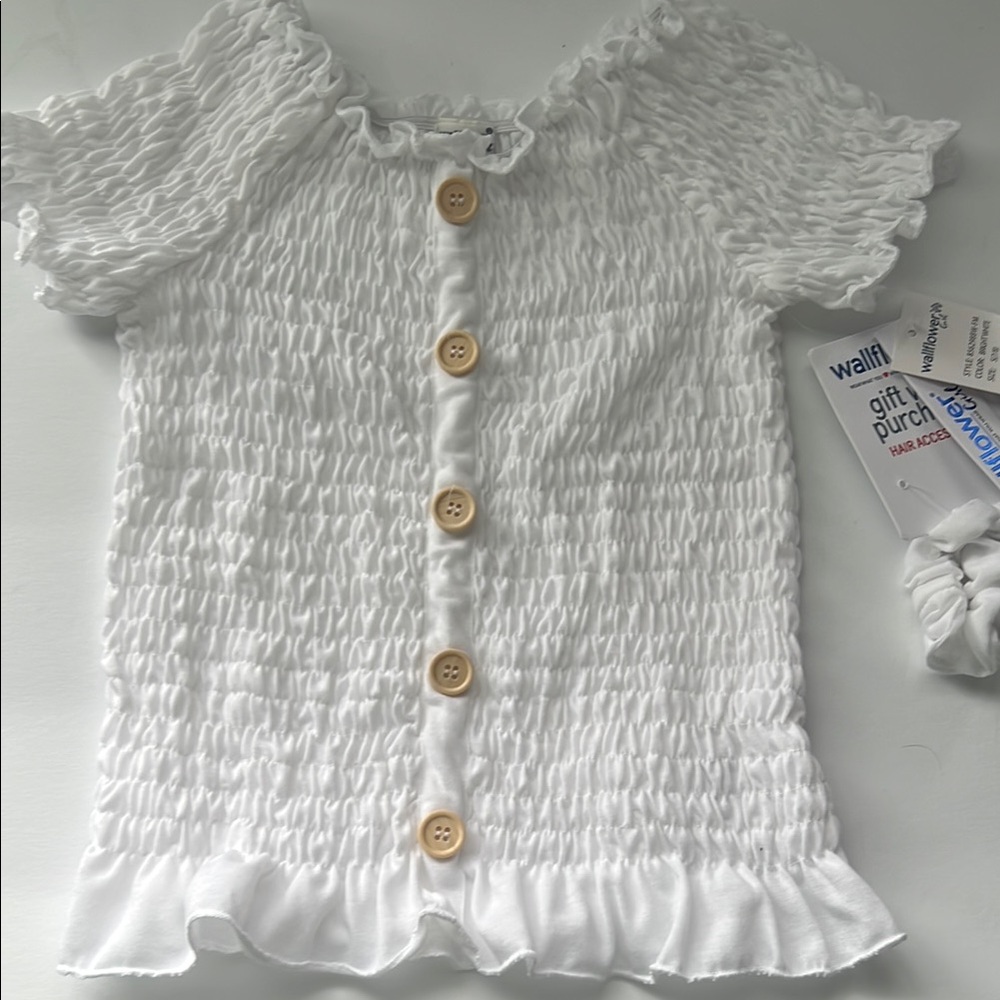 White Ruffled Kids Top by‎ Wallflower
